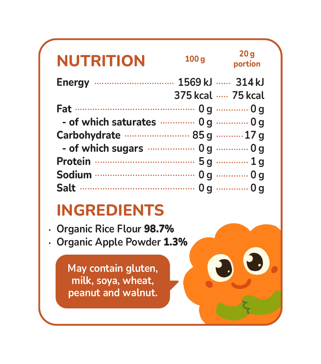 Mininoms Apple Chomps - Organic Teething Rice Snacks