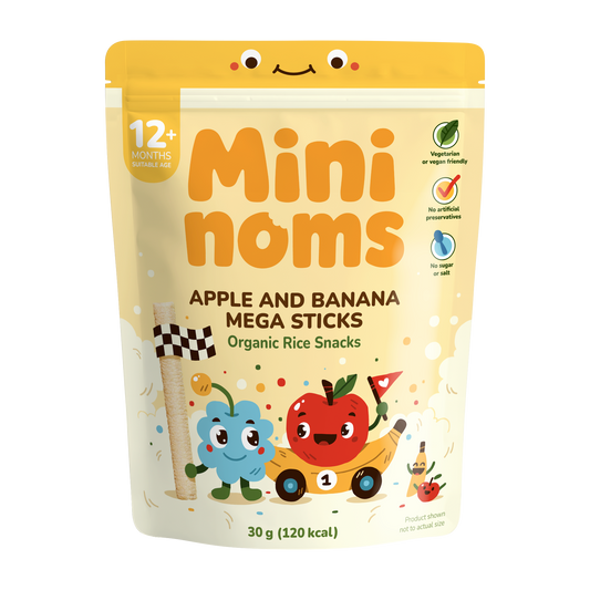 Mininoms Apple & Banana Mega Sticks - Organic Rice Snacks