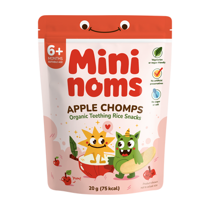 Mininoms Apple Chomps - Organic Teething Rice Snacks