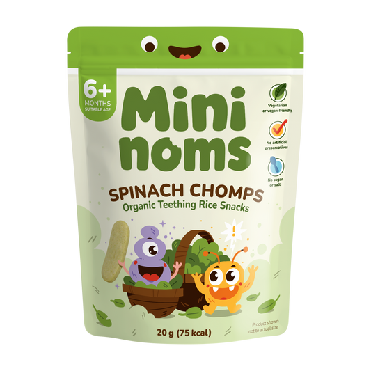 Mininoms Spinach Chomps - Organic Teething Rice Snacks