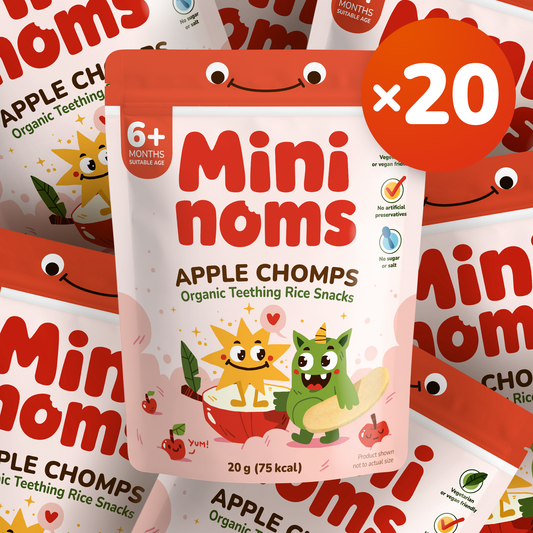 [Box of 20] Mininoms Apple Chomps - Organic Teething Rice Snacks