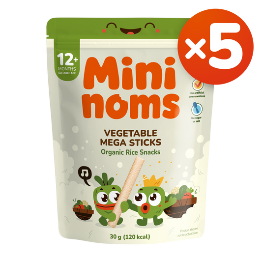 [Pack of 5] Mininoms Vegetable Mega Sticks - Organic Rice Snacks