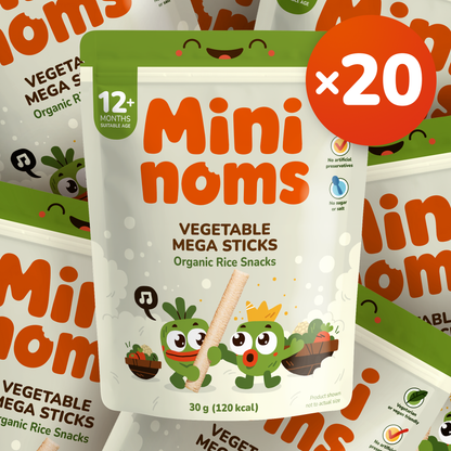 [Box of 20] Mininoms Vegetable Mega Sticks - Organic Rice Snacks