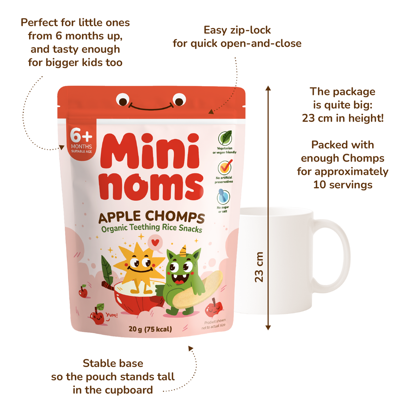 Mininoms Apple Chomps - Organic Teething Rice Snacks
