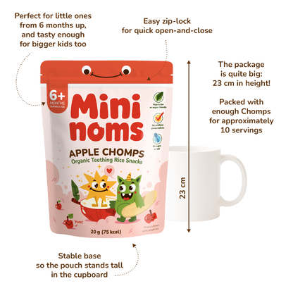 Mininoms Apple Chomps - Organic Teething Rice Snacks