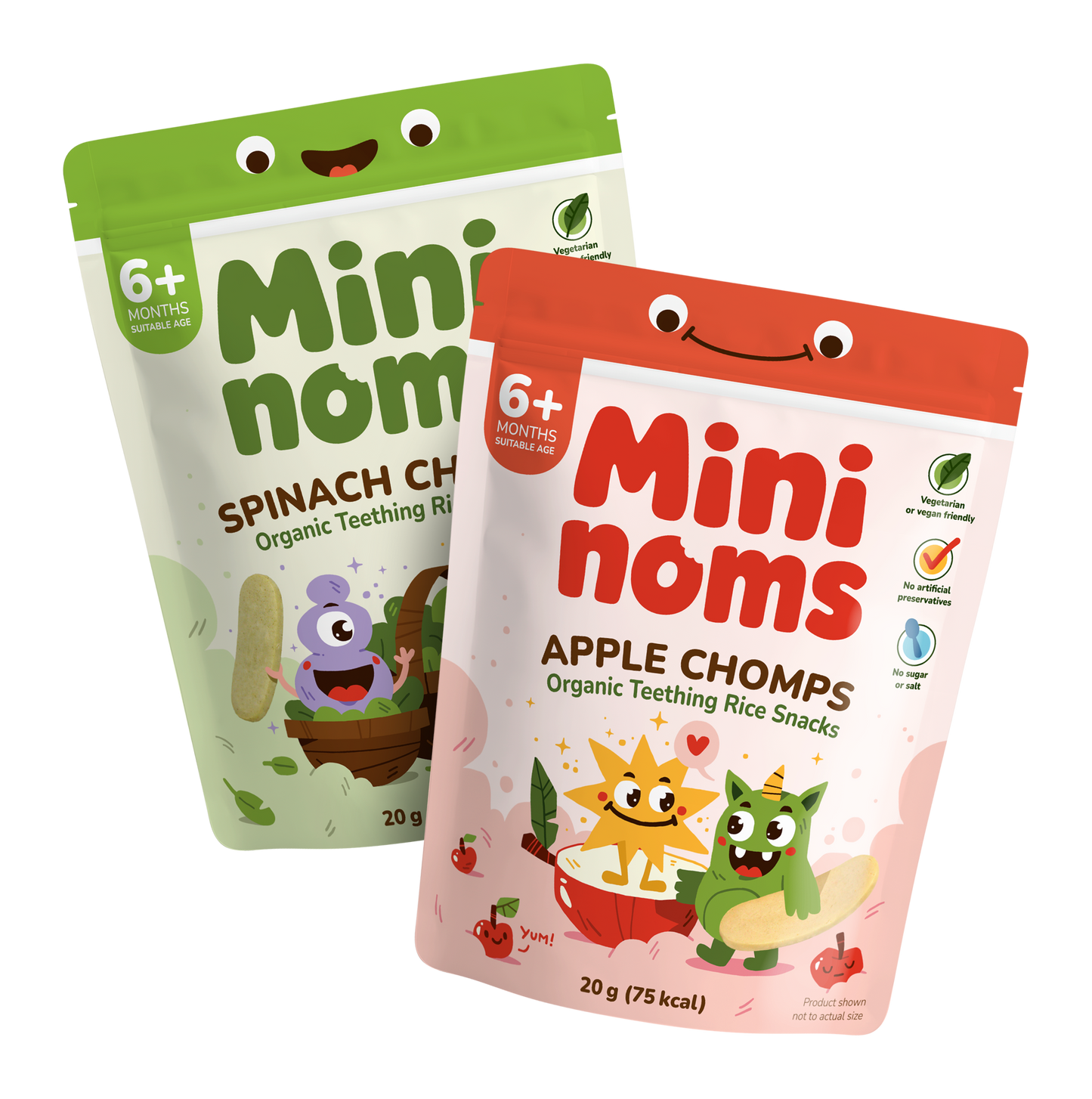 [Taster Bundle] Mininoms Chomps - Organic Teething Rice Snacks - 1 of Each
